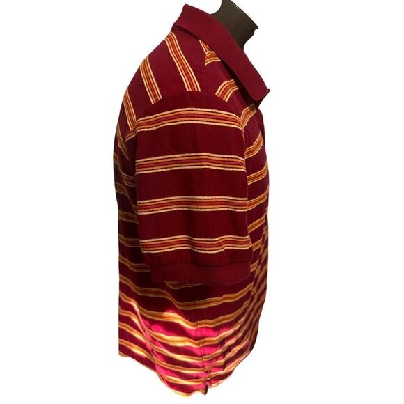 Le Tigre Mens XL Red/Orange Short Sleeve Striped Polo - Picture 4 of 5